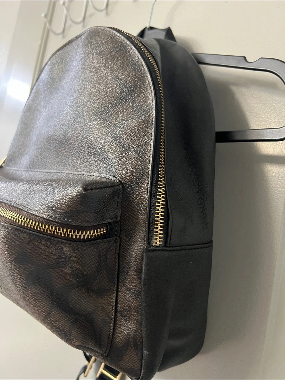 Coach Brown Signature Canvas Backpack with Gold Hardware